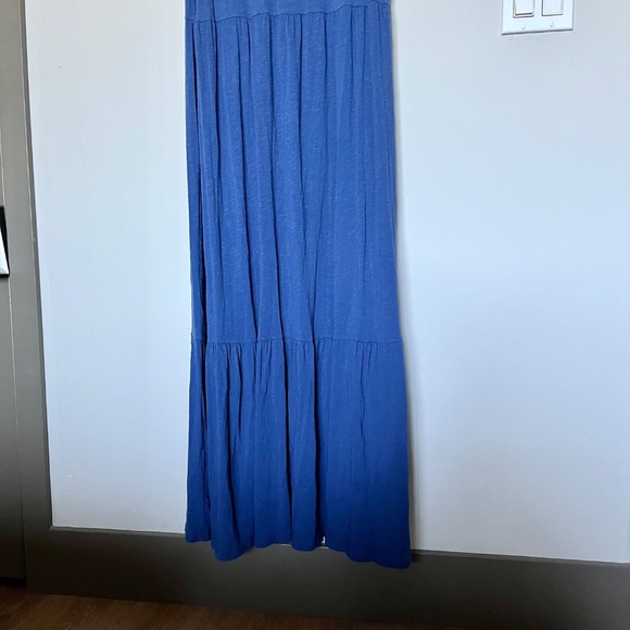 Sundry Royal Blue Ruffle Sleeve Tiered Maxi Dress Slub Cotton Jersey size 4 / XL - Picture 8 of 10